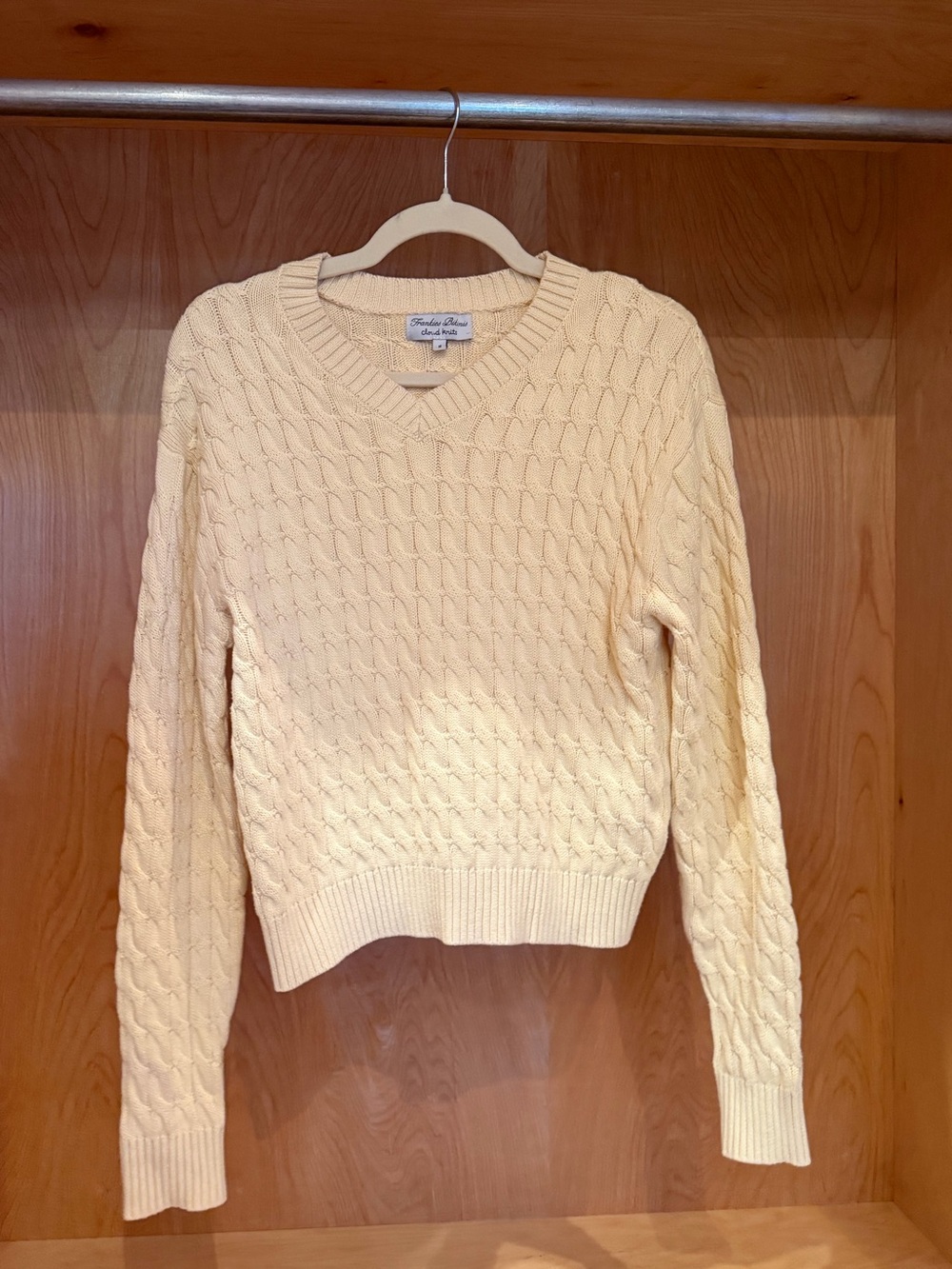 Frankie's Bikinis light yellow Cable-Knit V-Neck Sweater